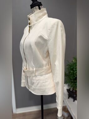 ANTONIO MELANI Cream Belted Zip-Up Utility Jacket